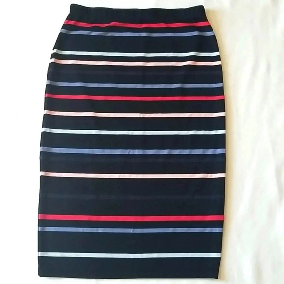 Max Studio Multi-Colored Striped Midi Skirt - Picture 1 of 4